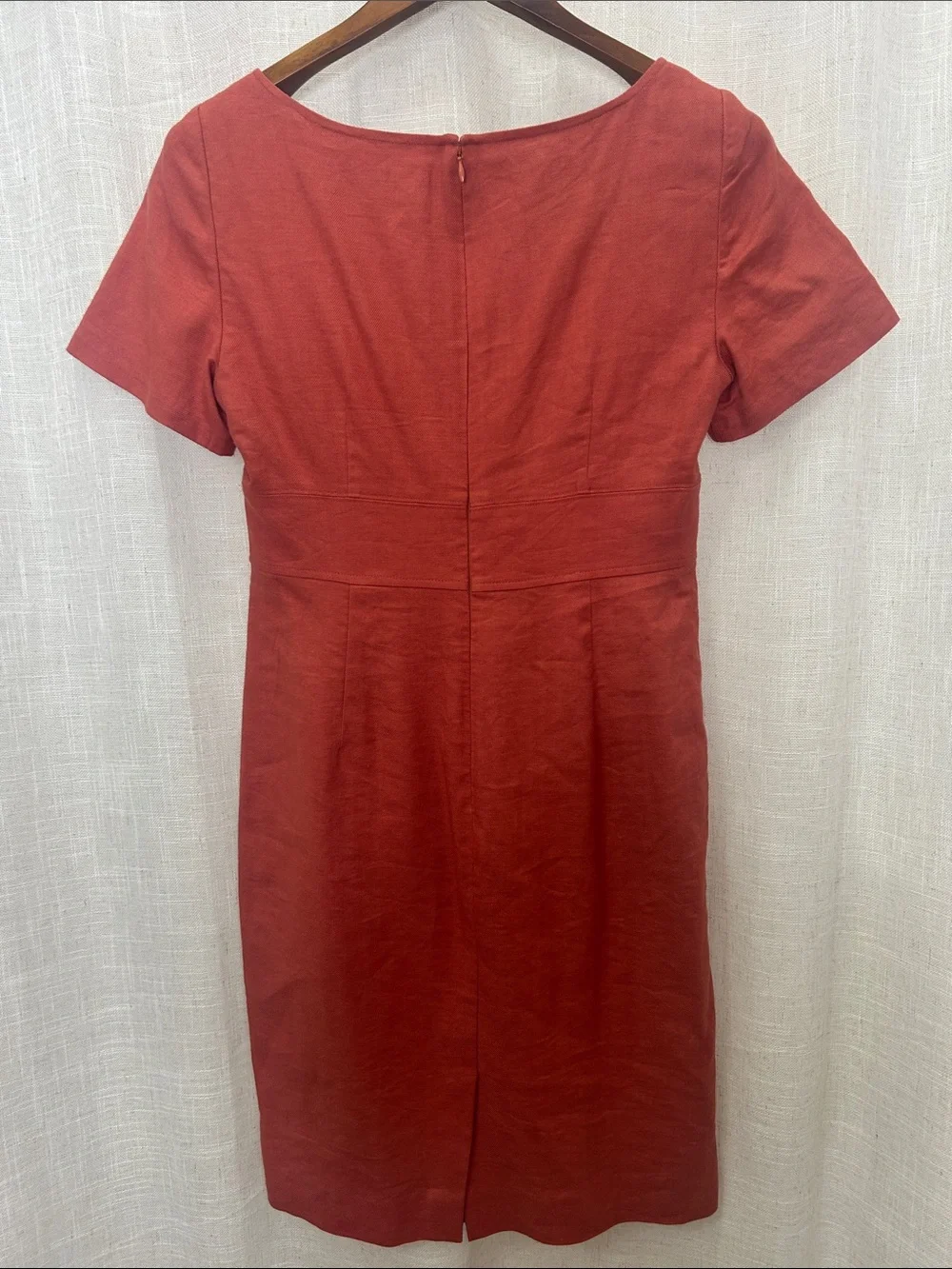 J. Crew Rust Short-Sleeve Square Neck Sheath Dress Size 8 Excellent Condition